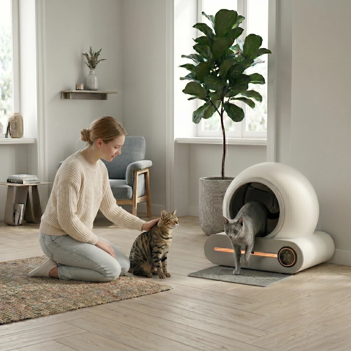KORU ONE - Litière Automatique pour Chat - Pack Tapis + Sacs Inclus