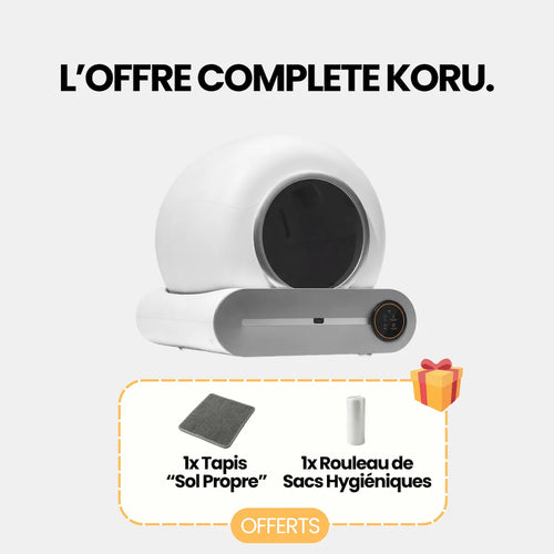KORU ONE - Litière Automatique pour Chat - Pack Tapis + Sacs Inclus