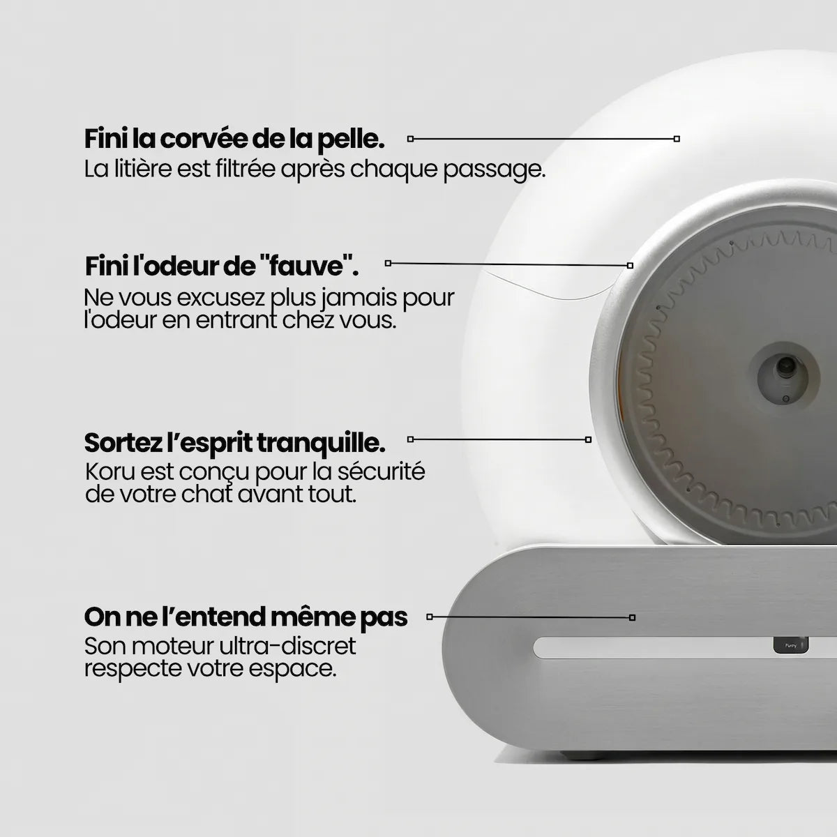 KORU ONE - Litière Automatique pour Chat - Pack Tapis + Sacs Inclus