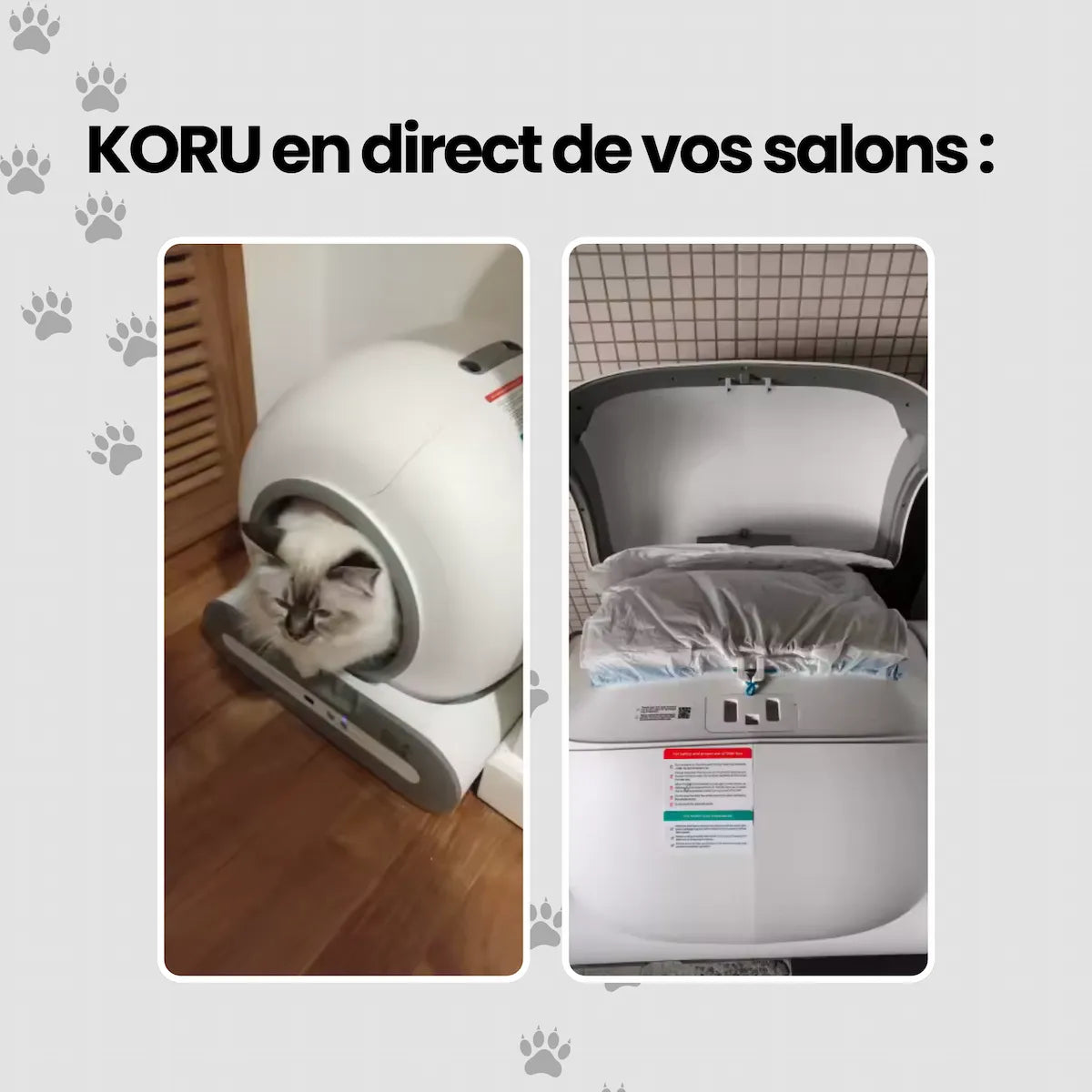 KORU ONE - Litière Automatique pour Chat - Pack Tapis + Sacs Inclus